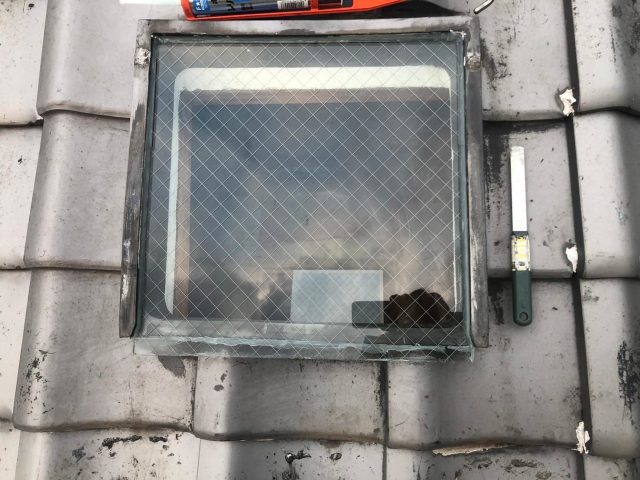 姫路市の網入ガラスへ交換した天窓